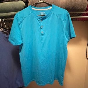 Blue button down mens tshirt